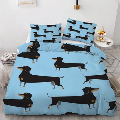 Dackel Kinderbettwäsche Set 135x200 cm 4-teilig Mikrofaser