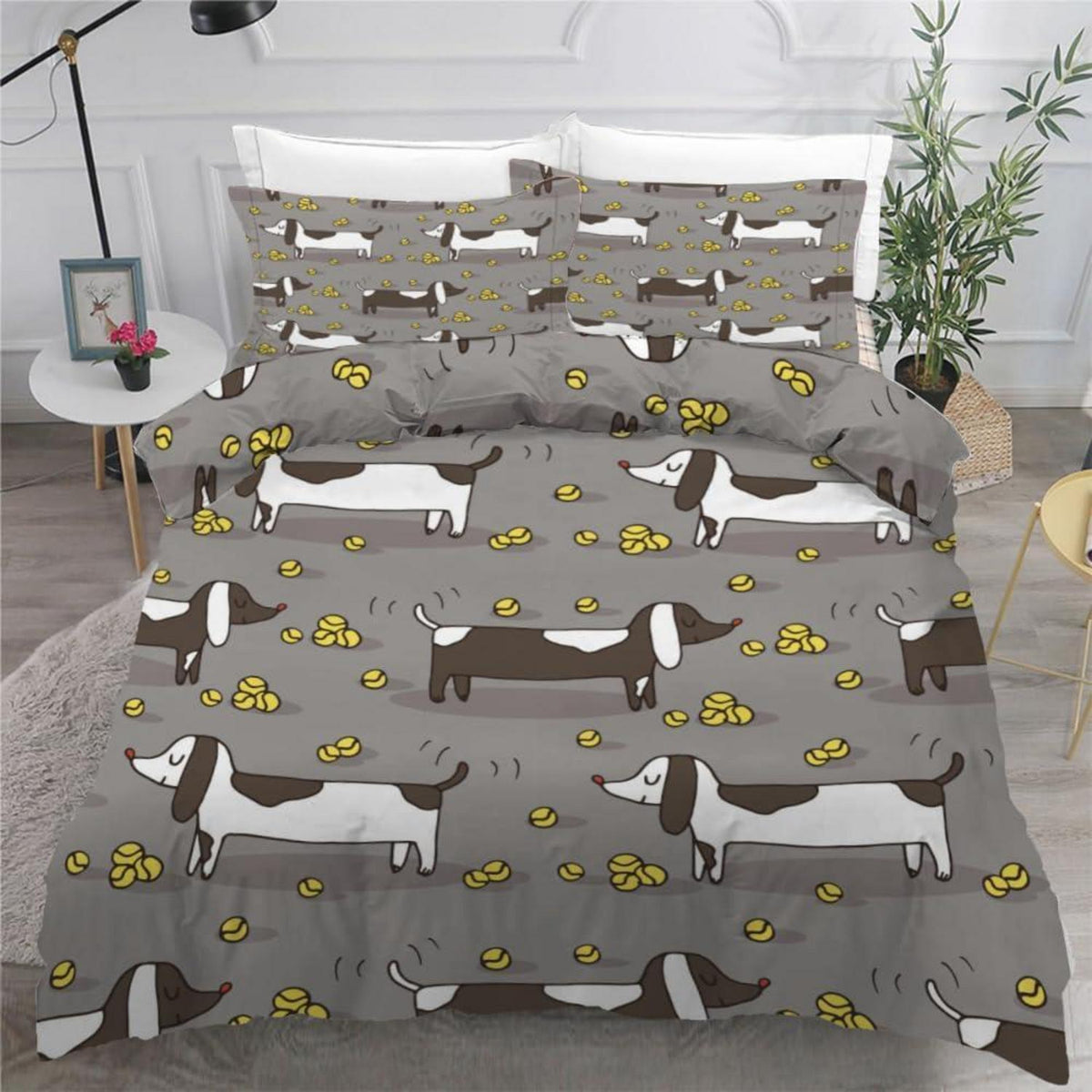 Dackel Bettwäsche Set 220x240 cm - 3-teilig Mikrofaser