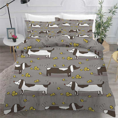 Dackel Bettwäsche Set 220x240 cm - 3-teilig Mikrofaser