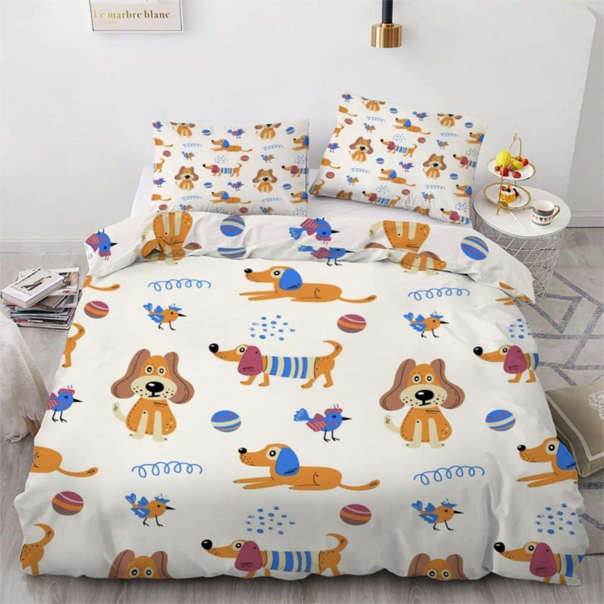 Dackel Kinderbettwäsche Set 135x200 cm 4-teilig Mikrofaser