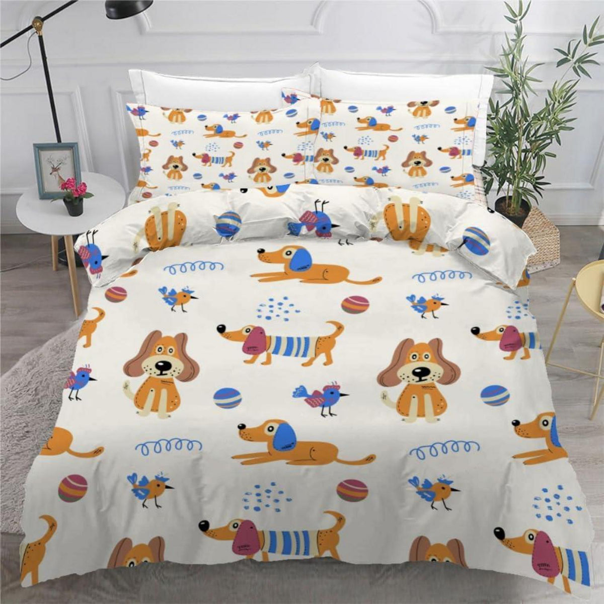 Dackel Kinderbettwäsche Set 135x200 cm 4-teilig Mikrofaser