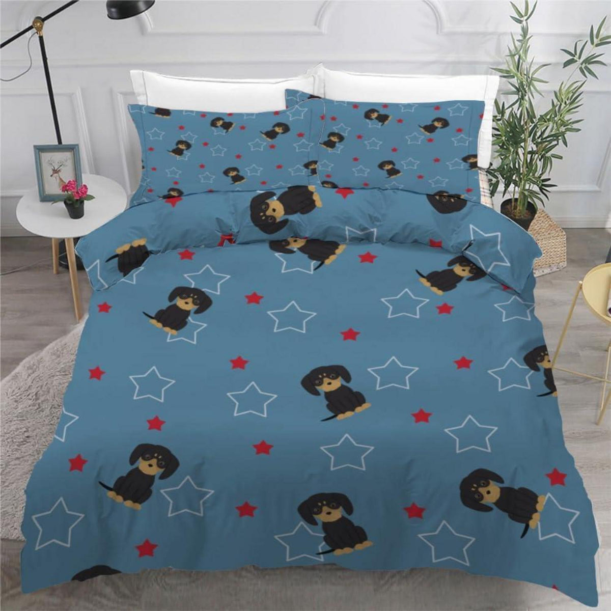 Dackel Bettwäsche Set 135x200 cm - Kawaii Kinderzimmer Dekor