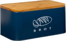 Brotkasten aus Metall und Bambus für Langzeitlagerung dunkelblau 30cm