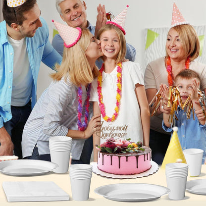 Partygeschirr Set 96-teilig – Pappteller, Becher & Servietten