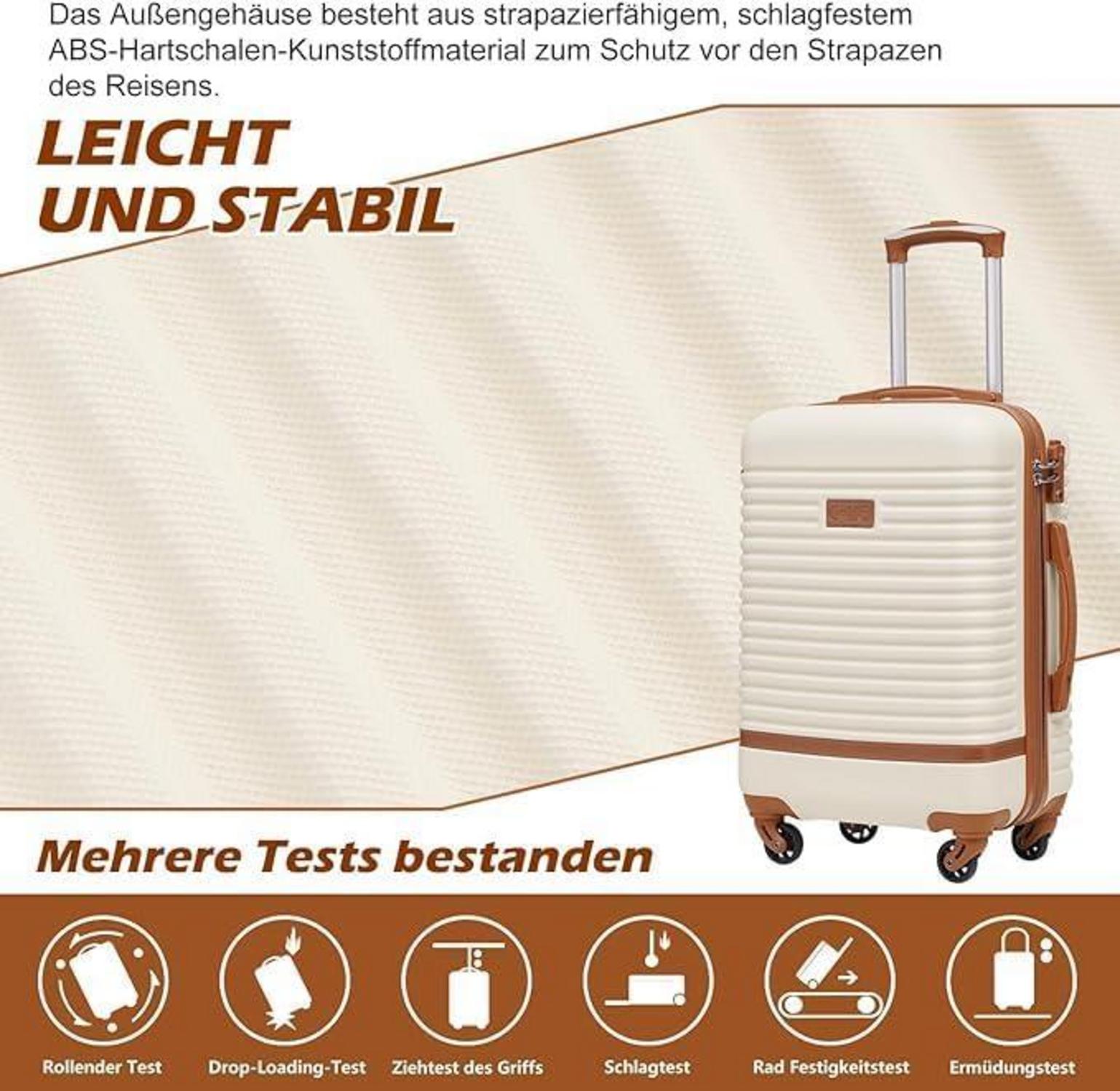 COOLIFE Koffer Trolley Set 3tlg ABS Hartschalen Dunkelgrün/Braun