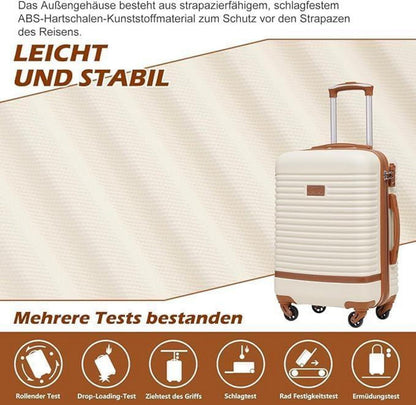 COOLIFE Koffer Set 5tlg ABS Hartschalen Trolley 4 Rollen TSA-Schloss Grau/Rosa