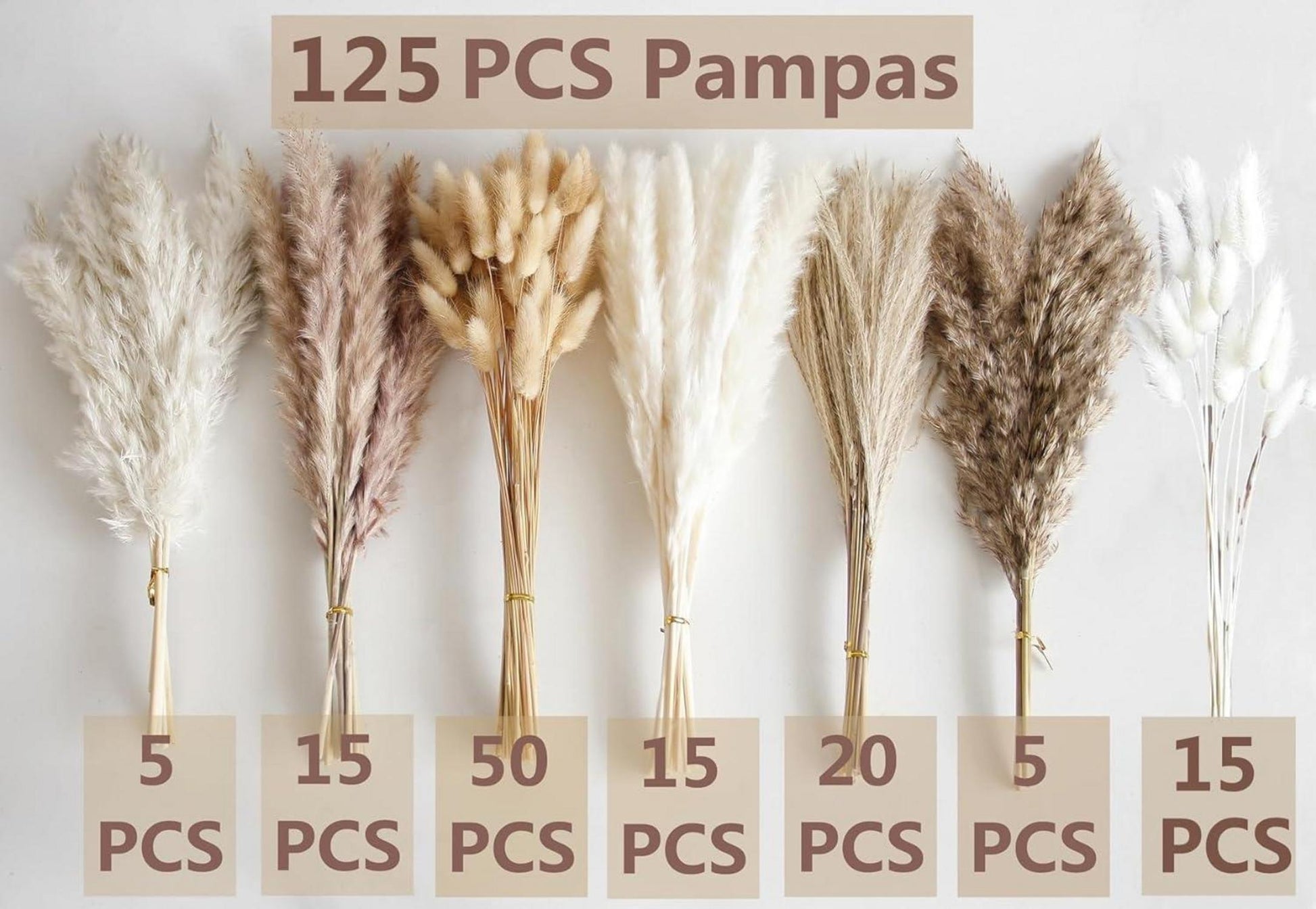 Getrocknetes Pampasgras-Bouquet 125 Stück - Boho-Tischdeko