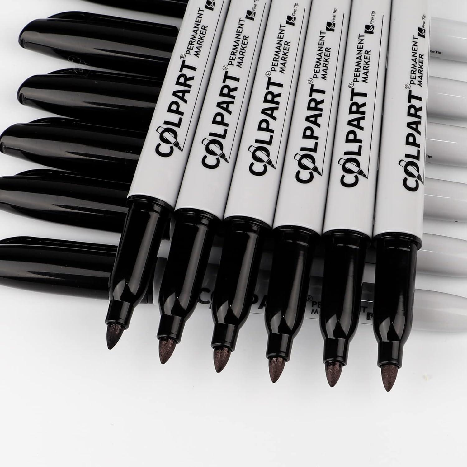 30er Pack Fine Tip Black Permanent Marker Set Waterproof & Fade-resistant