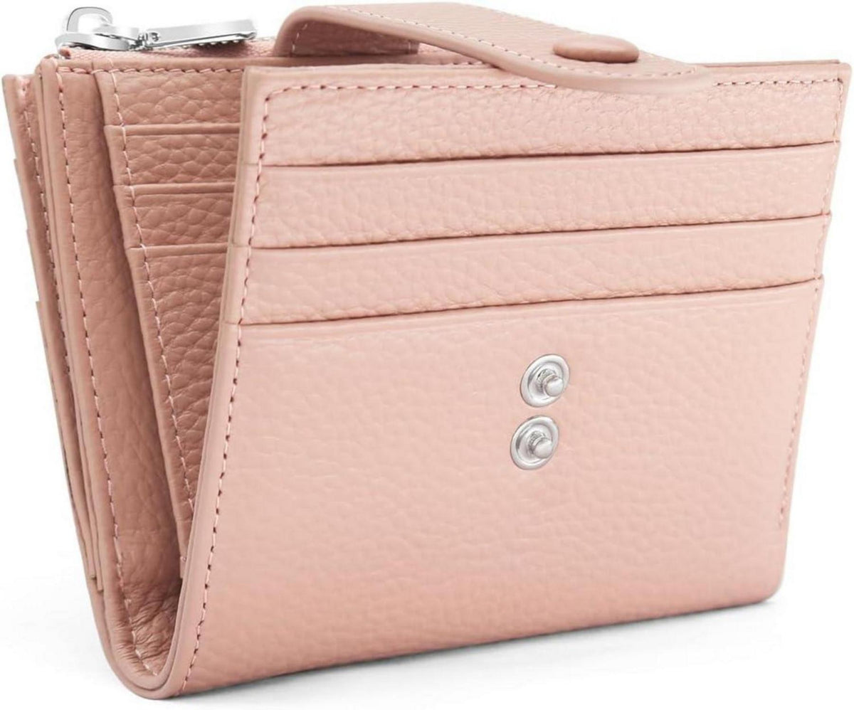 RFID Damen Geldbörse Leder 13 Karten Münzfach Rosa