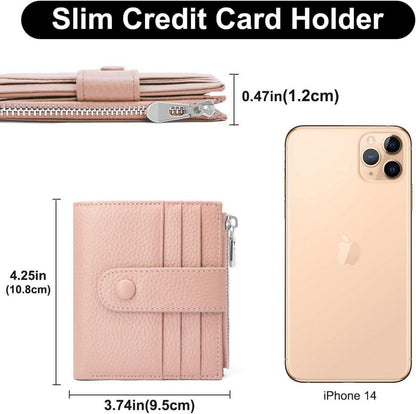 Damen Geldbeutel RFID Leder Portemonnaie 13 Karten Münzfach Pink