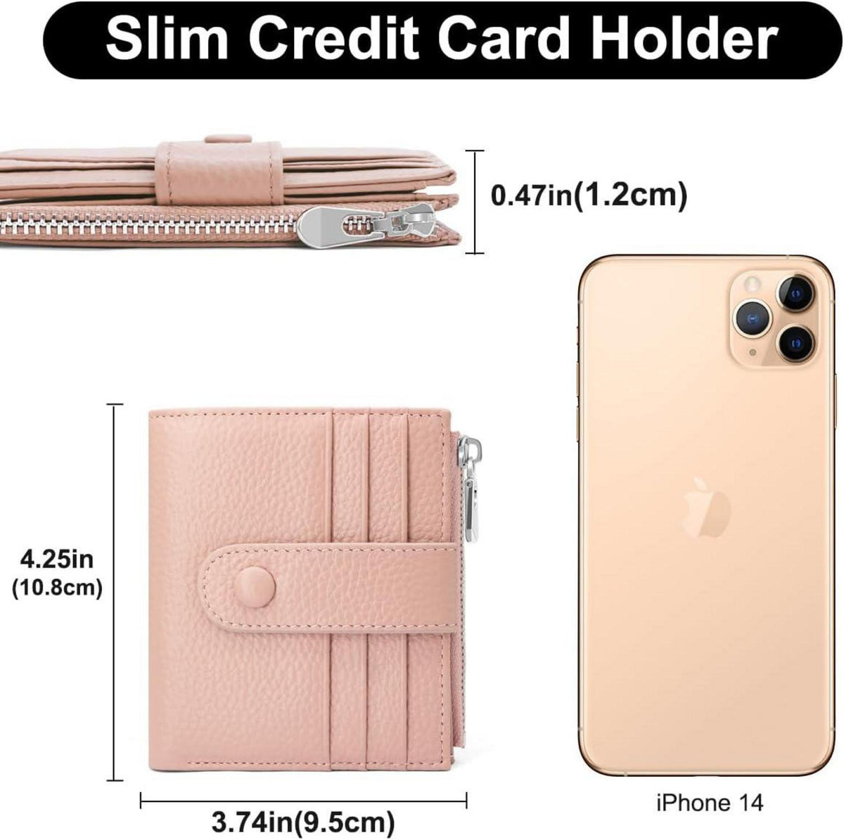 Damen Geldbeutel RFID Leder Portemonnaie 13 Karten Münzfach Pink