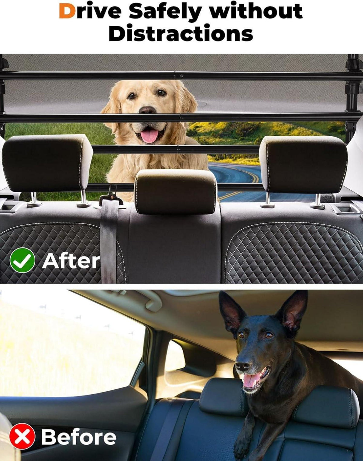 JOYTUTUS Schutzgitter Auto Hundegitter Aluminium Trenngitter