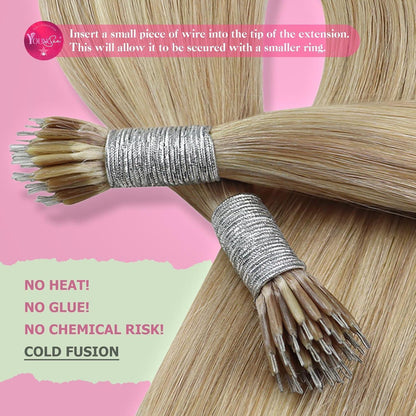 Blond Echthaar Nano Ring Extensions 40cm – #16/22