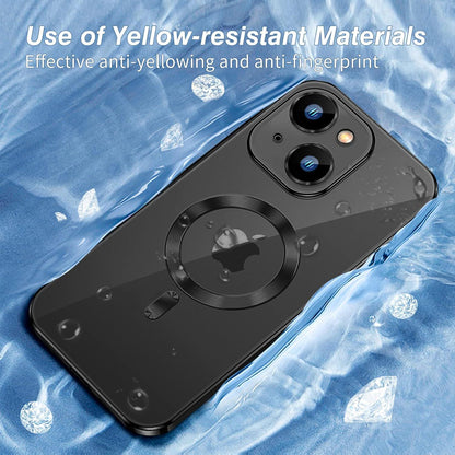 Transparente iPhone 15 Hülle MagSafe Adsorption Stoßfest Schwarz