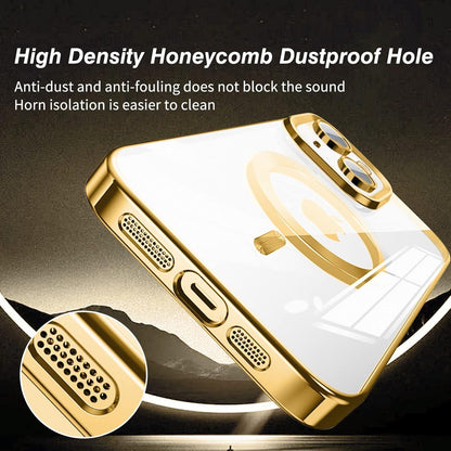 Klare Magnetische iPhone 15 Schutzhülle Magsafe Stoßfest Gold