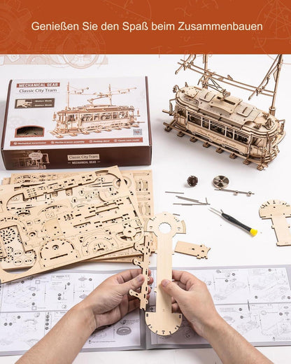 3D Puzzle Holzmodell Straßenbahn Classic City Tram Kit ROKR LK801