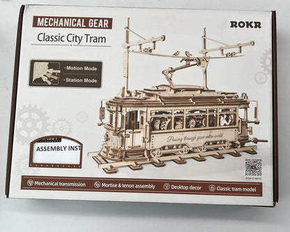 3D Puzzle Holzmodell Straßenbahn Classic City Tram Kit ROKR LK801