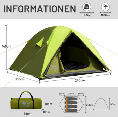 Camping Zelt TIMBER RIDGE 4 Personen Blackout wasserdicht 3000mm