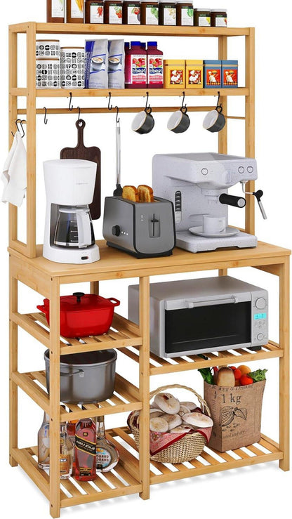Küchenregal Bambus Mikrowellenständer Utility-Rack 6-stöckig 80cm