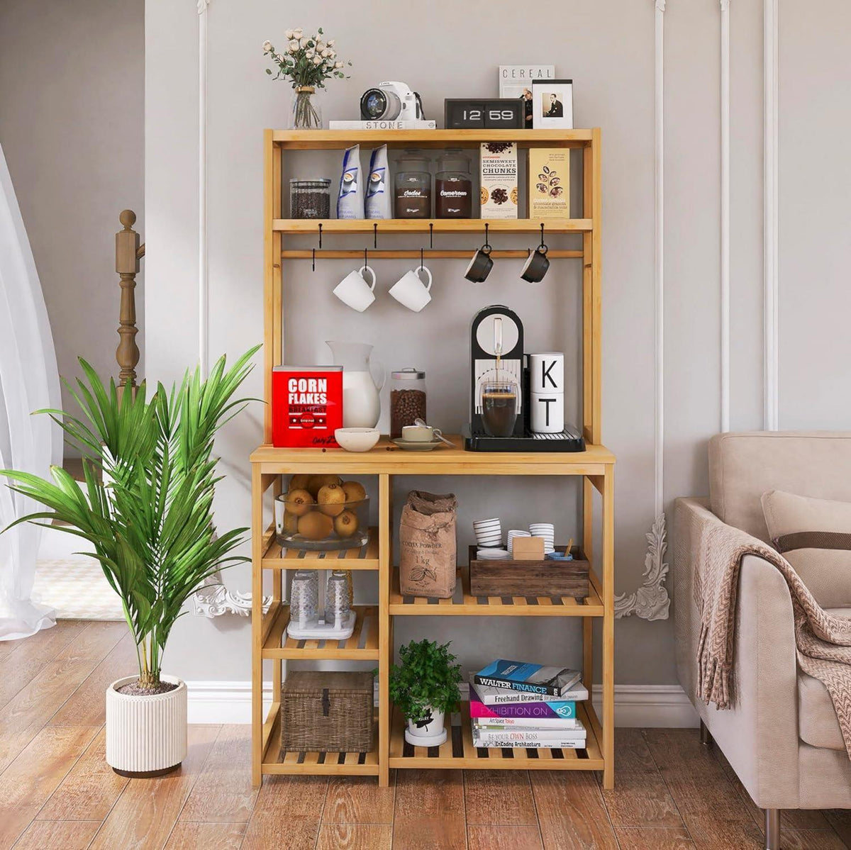 Küchenregal Bambus Mikrowellenständer Utility-Rack 6-stöckig 80cm
