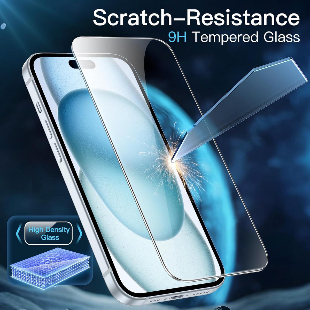 Schutzfolie für iPhone 15 Plus 6,7 Zoll Panzer Glas 2er Set HD Klar