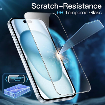 Schutzfolie für iPhone 15 Plus 6,7 Zoll Panzer Glas 2er Set HD Klar