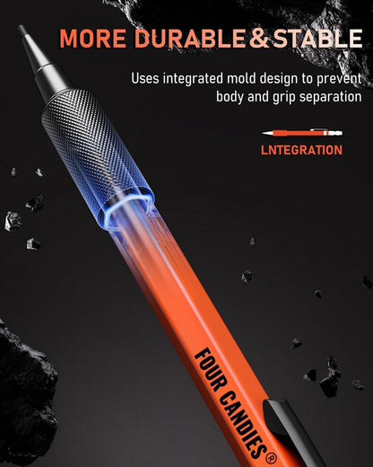 Druckbleistift Set mit Etui, 1,3 mm, Metall, strapazierfähig, 24 Nachfüllminen, Radiergummi, 6 Nachfüllungen, Orange