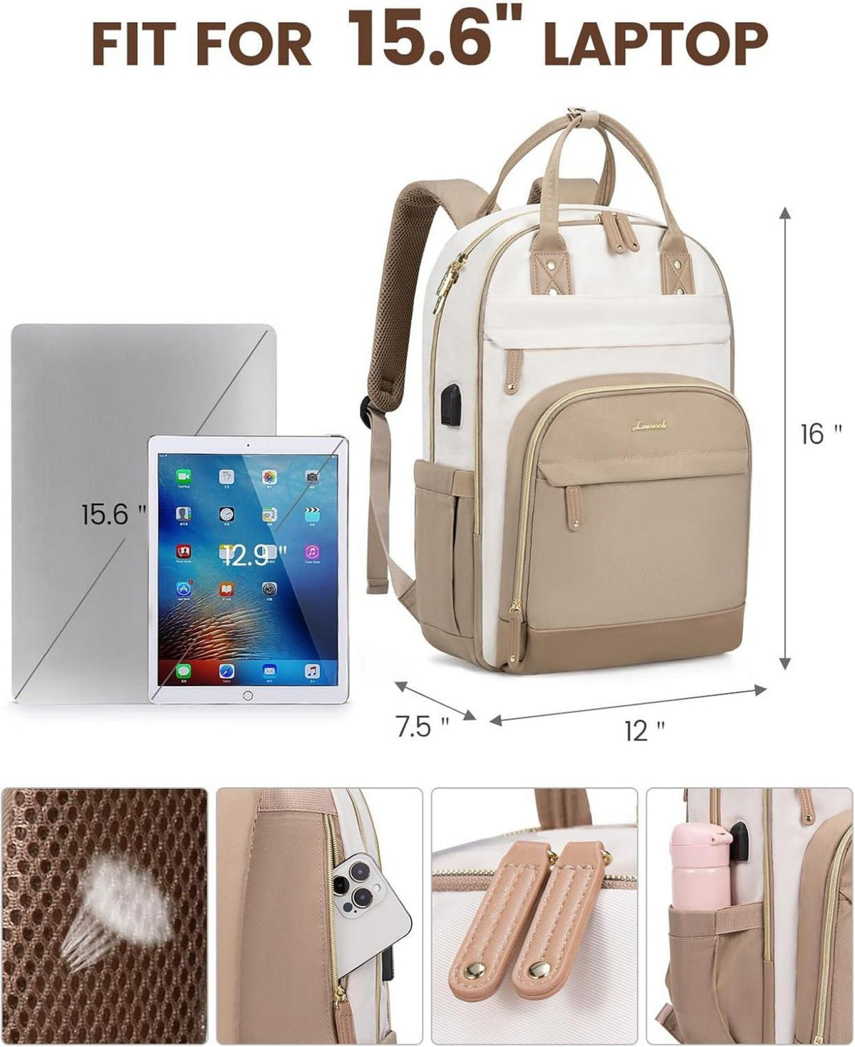 Laptop Rucksack 15.6 Zoll Wasserdicht Schulrucksack Mädchen Handgepäck