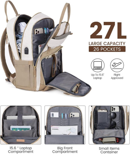 LOVEVOOK Rucksack Damen 15.6 Zoll Laptopfach wasserdicht Schulrucksack Teenager