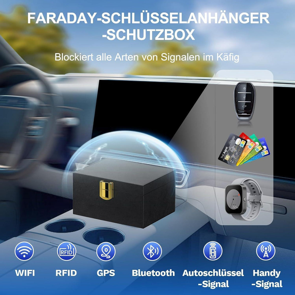 Keyless Go Schutzbox für Autoschlüssel & Kreditkarten Schwarz
