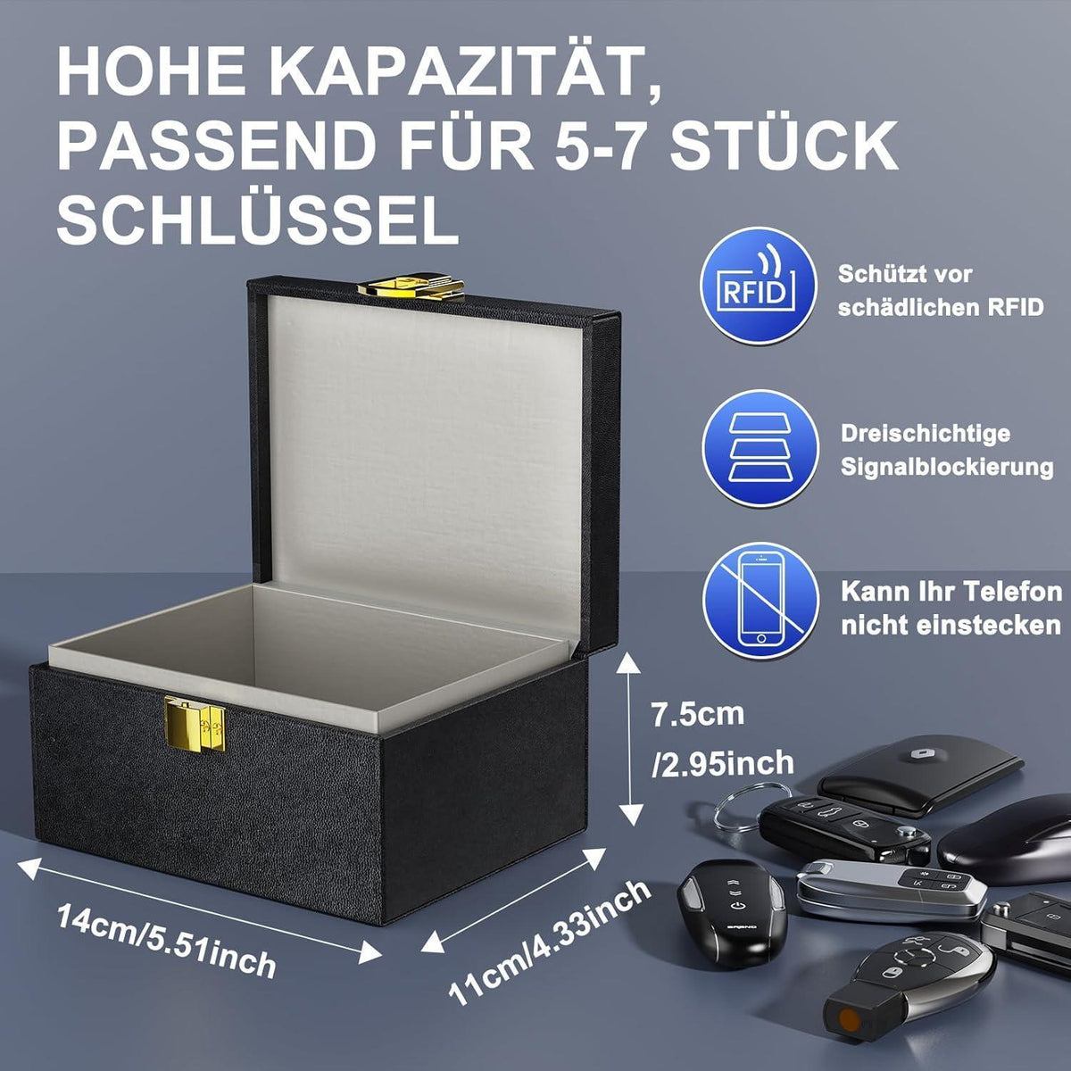 Keyless Go Schutzbox für Autoschlüssel & Kreditkarten Schwarz
