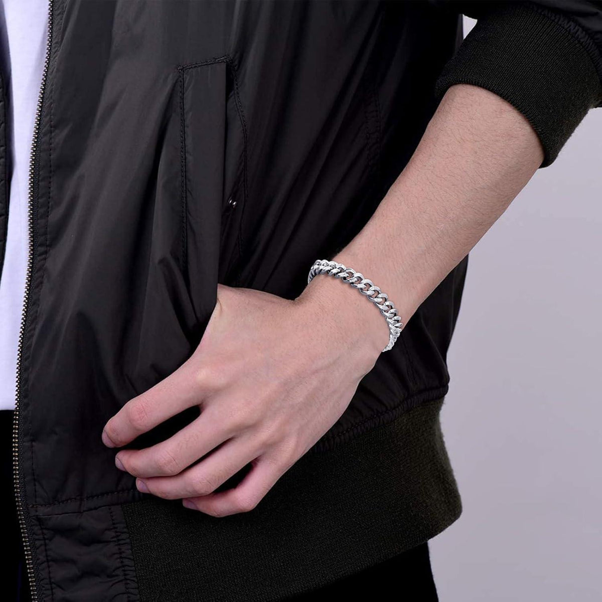 Herren Armband Edelstahl Silber 2 Stück Panzerkette Figaro 6/8mm 19/21/23cm
