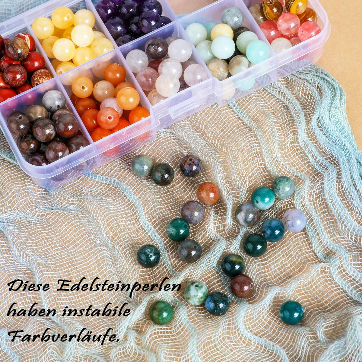 Natürliche Edelsteinperlen 200 Stk. 8mm für Schmuck Basteln