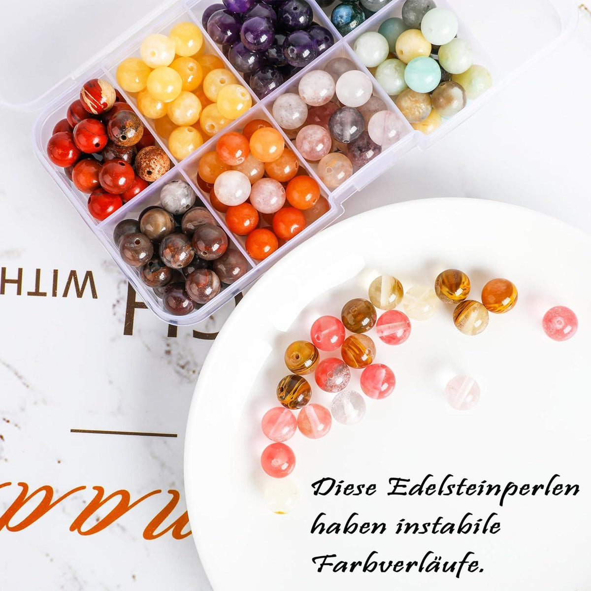 200 Natürliche Edelsteine 8mm Rund Perlen Armband Halskette DIY