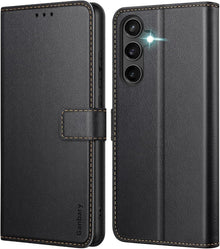 Samsung Galaxy S23 FE Handyhülle Schwarz Leder Klapphülle