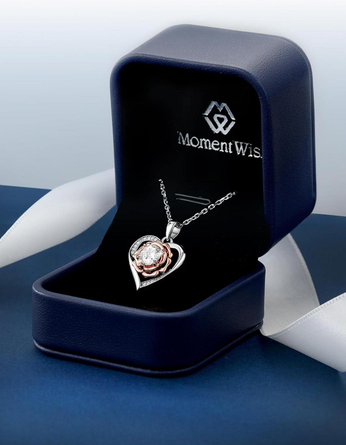 Herz Rose Kette Silber 925 Moissanite Diamant Anhänger Damen Mama