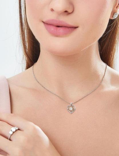 Herzkette Damen Moissanite Diamant Kette Silber 925 Anhänger Rose