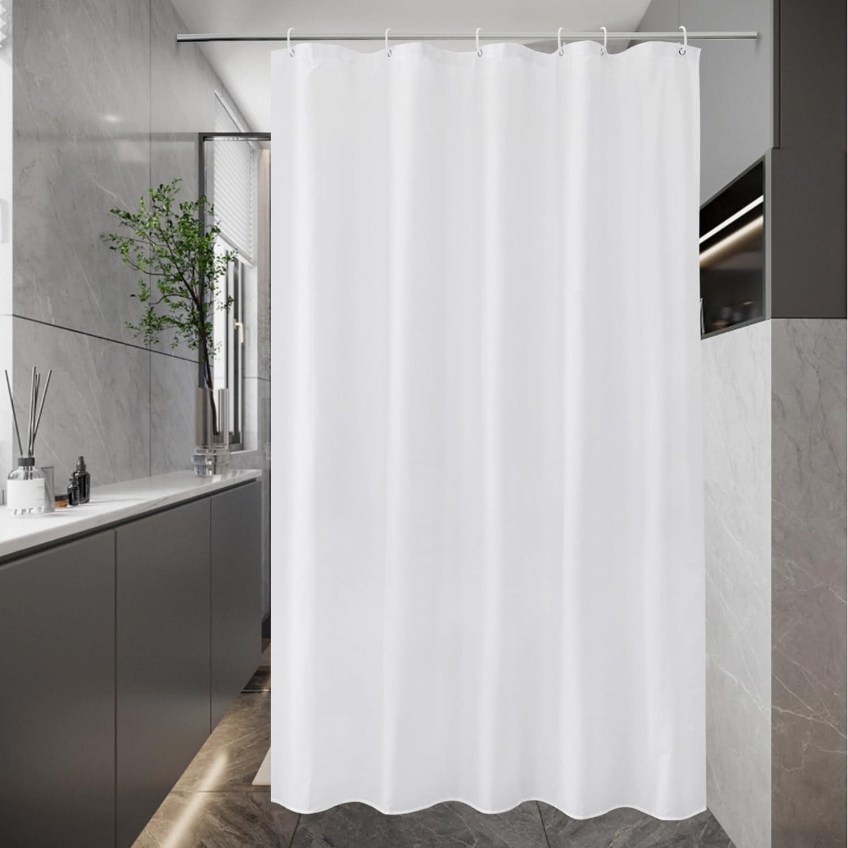 Duschvorhang Weiß Textil Stoff Wasserdicht Schmal Antischimmel 100x200