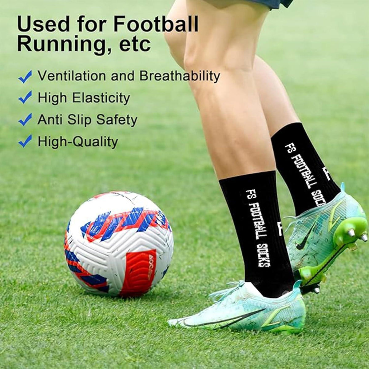 Anti-Rutsch Fußballsocken Atmungsaktiv Sportsocken 3 Paar