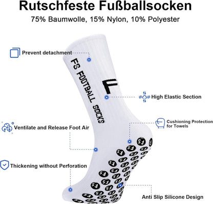 Fußballsocken 3 Paar Größe 35-39 39-46 Rutschfest Atmungsaktiv Rot