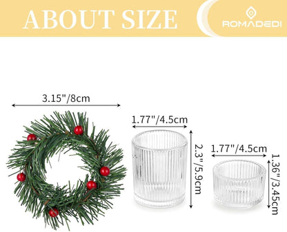 Teelichthalter Glas Weihnachtsdeko Weihnachtskranz Kerzenhalter