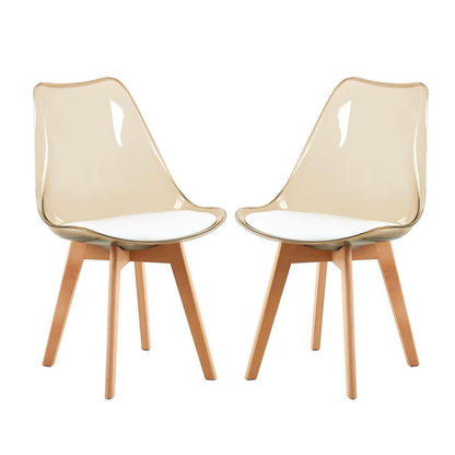 Esszimmerstühle 2er Set, Schalenstuhl mit PU Sitz, Braun
