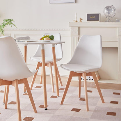 Runder Esstisch Set mit 4 Patchwork Stühlen – Skandinavisch & Modern