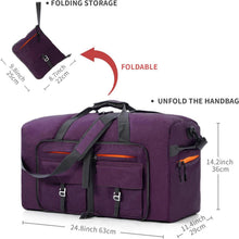 Faltbare Reisetasche 65L Sporttasche mit Schuhtasche Lila