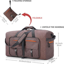 Faltbare 65L Reisetasche mit Schuhtasche, Sporttasche Braun