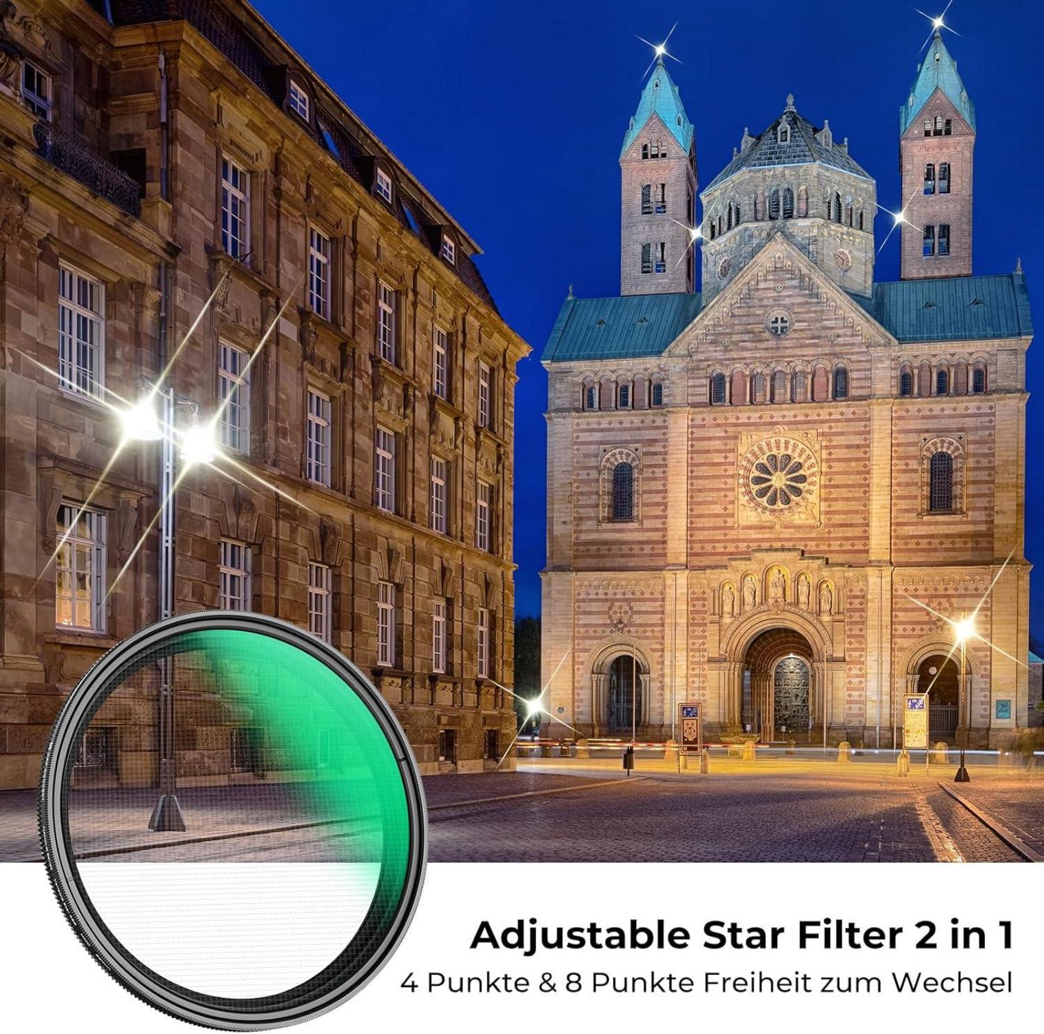 Variabler Sternfilter 52mm für Sternenlichteffekte 4 & 8 Punkte