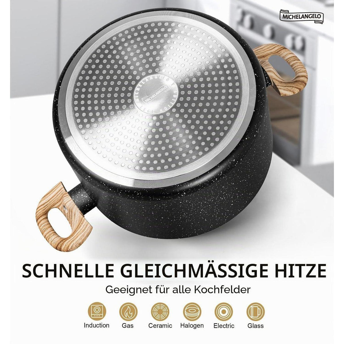 Suppentopf 24 cm Antihaftbeschichtung 5,8 L mit Glasdeckel