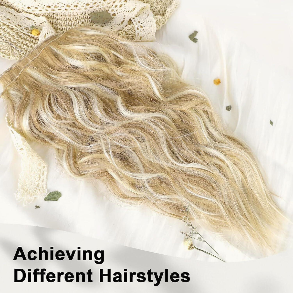 Lange gewellte Haarverlängerung Blond mit Clips & Draht 50cm