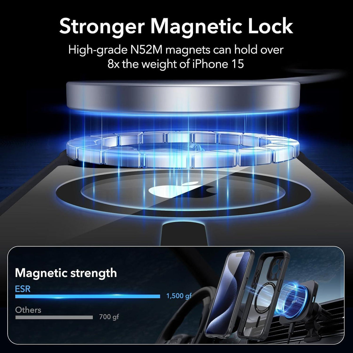iPhone 15 Pro Max Hülle MagSafe 360° Schutz Klares Schwarz