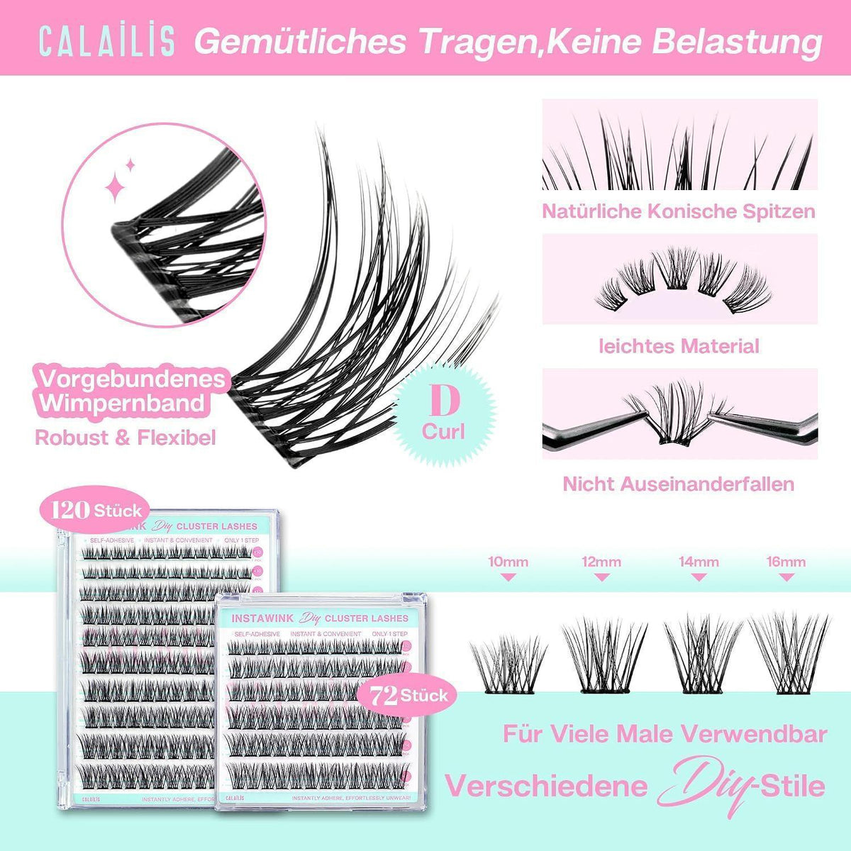 Selbstklebende Wimpern 72 Stück – Klebefrei & Wiederverwendbar